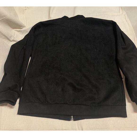 CBR Bomber Jacket Womens Medium Faux Suede Black Zip Front Rockabilly 50's Coat - Picture 9 of 13